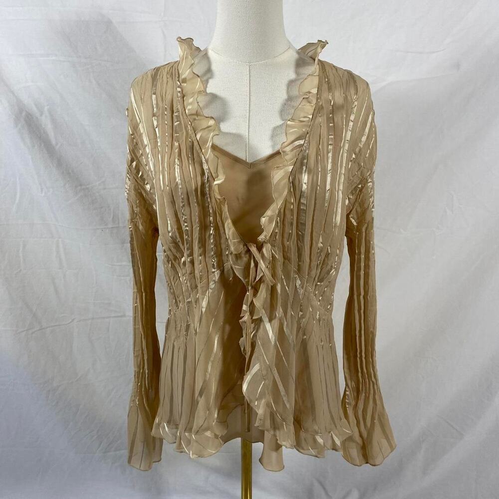 Clothing‎ 8 Notations gold ruffle sheer top size xl y2k preppy 2000s glam